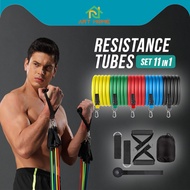 Resistance Bands Set 11 IN 1 Set Tali Pembantu Fitness / Resistance Tubes Elastic Gym / Alat Gym