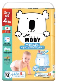 [1ลังลด90.-เก็บแรกใช้คูปองหน้าร้าน]Baby Moby ผ้าอ้อมสำเร็จรูป รุ่น MaxiGel ชนิดกางเกง ไซซ์ M*48+4 /แ