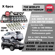 NGK Premium RX Spark Plugs - Lexus RX350 RX450H 3.5L V6 2GR-FE 2GR-FXE GGL10W GYL10W XU30 AL10 ( Yea