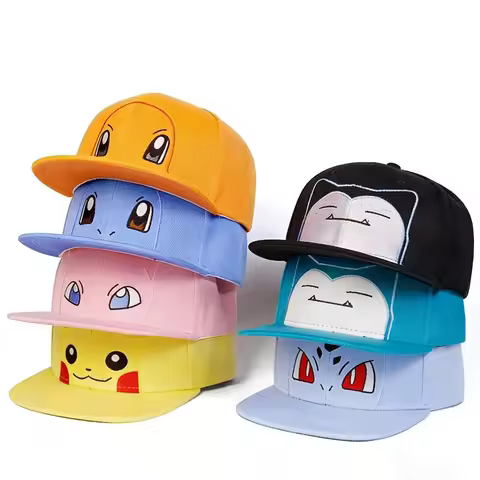 Hot Pokemon Squirtle Pikachu Bulbasaur Charmander‌ Embroidery Baseball Cap Cute Anime Adjustable Sun