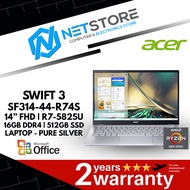 ACER SWIFT 3 SF314-44-R74S 14” FHD | R7-5825U 16GB DDR4 | 512GB SSD LAPTOP - PURE SILVER - NX.K0USM.003