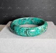 全新 天然 鳳凰石 手鐲 54 圈口 #C005 Natural Chrysocolla Silica Malachite Bracelet 硅孔雀石
