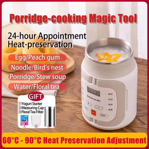 SUNATUR 600ml 700W Electric Cooker Multifunctional Rice Cooker Stew Pot Slow Cooker Mini Porridge Po