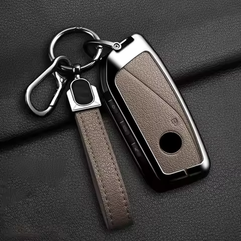 NEW Metal Leather Car Key Case Cover For BMW 218i 220i 740i 760i 5-Series G60 X1 X2 X5 X6 X7 IX1 IX2