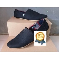 HITAM Sell MEN'S SHOES MMG544 Black Toms Slip On Shoes/Toms/ORIGINAL BRANDED Men's Shoes