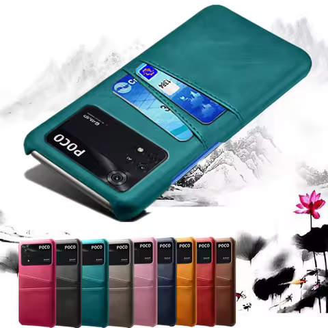 Poco M4 Pro 4G Card Slots Cover For Xiaomi Poco M4 Pro 4G M4pro Slim Retro PU Leather Business Case 