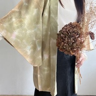 日本製和風印花黃綠色漸層古著羽織和服外套