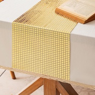 New Style Mirror Sequined Plaid Table Runner Party Table Runner Wedding Banquet European Light Luxur