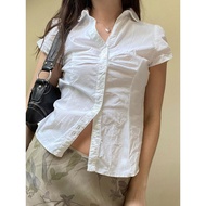 blouse women baju perempuan style Amyway kemeja kerah butang sepadan bunga putih tulen wanita renda 