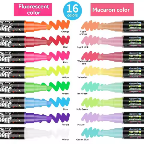 8/16 Colors Dual Tip Erasable Liquid Chalk Markers, Washable Wet Wipe Neon Pens for Blackboard, Glas