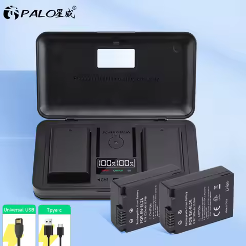PALO EN-EL25 EN EL25 Battery with SD Card Reader/Battery Storage Box /LCD Charger 3 in 1 for Nikon Z