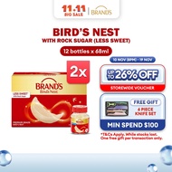 [Bundle of 2] BRAND'S Bird's Nest w/ Rock Sugar (Less Sweet) 68ml (6 btls/pack) -100% Genuine Bird's