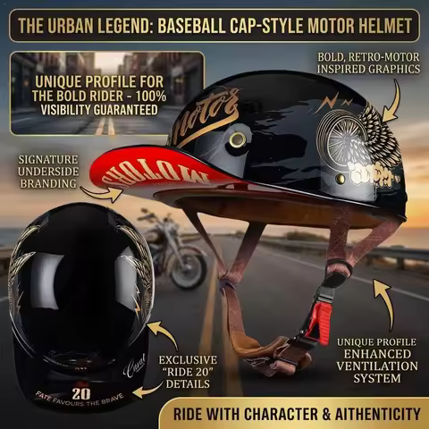 Baseball Cap Helmet Baseball Cap Helmet Retro Helmets Vintage Open Face Scooter Cruiser Chopper Gang