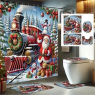 4-Piece Christmas Bath Set, Featuring Santa Claus, Snowman And Train Designs - Includes Waterproof S