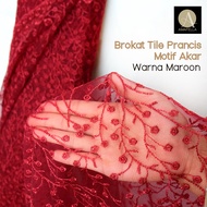 SATU meter Kain Brokat Tile Prancis Bahan Kebaya Motif Akar