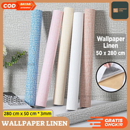 Wallpaper Linen Roll Wallpaper Dekorasi Kamar Stiker Dinding