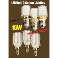 LED Bulb E27 / E14 16W 3 colour lighting / Mentol LED 16W 3 Warna Lampu Cahaya