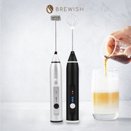 BREWISH Barista 3 Speed Electric Milk Frother Kopi Rechargeable Bakery Egg Whisk Head Handheld Foam 