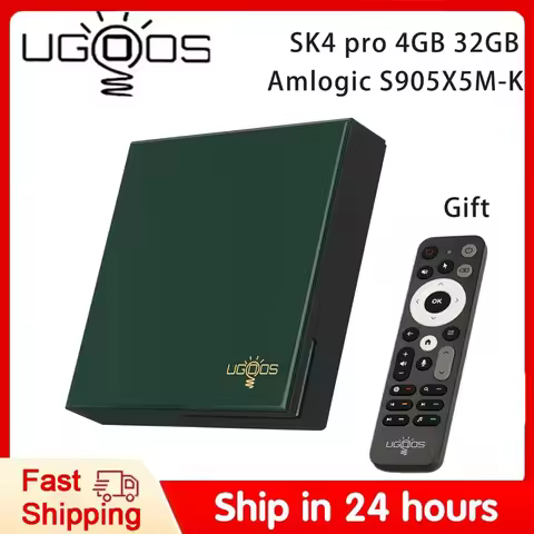 Qriginal UGOOS SK4 SK4 Pro Smart TV BOX Android 14 BT5.4 LPDDR4 4G 64G AI-SR AV1 HDR 10+ Set Top Box