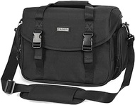 CADeN Camera Bag Case Shoulder Messenger Bag with Tripod Holder Compatible for Nikon, Canon, Sony, DSLR SLR Mirrorless Cameras Waterproof Black