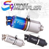 Universal 51mm Motorcycle Double Outlet Hole Exhaust Stainless Steel Modified Escape Pipe Muffler DB