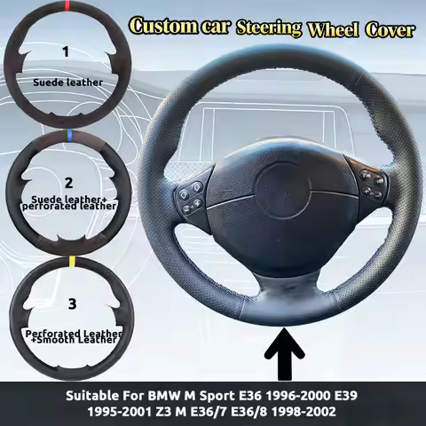 Custom Suede Leather Car Steering Wheel Cover For BMW M Sport E36 1996-2000 E39 1995-2001 Z3 M E36/7