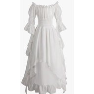 (L29) Long Dress Vintage Medieval Maxi Dress, Three Quarter Sleeve Victorian Era .