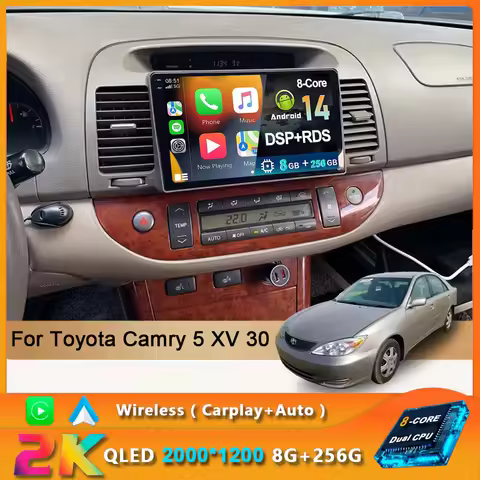 8Core Qled 5G Car Radio Android 14 Auto For Toyota Camry 5 XV 30 2001-2006 Multimedia Player Stereos