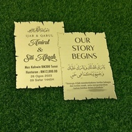 PLAT KLASIK PLAT HANTARAN MAS KAHWIN IJAB QABUL UKIRAN -OUR STORY BEGINS-Kayu & Acrylic Gold Silver