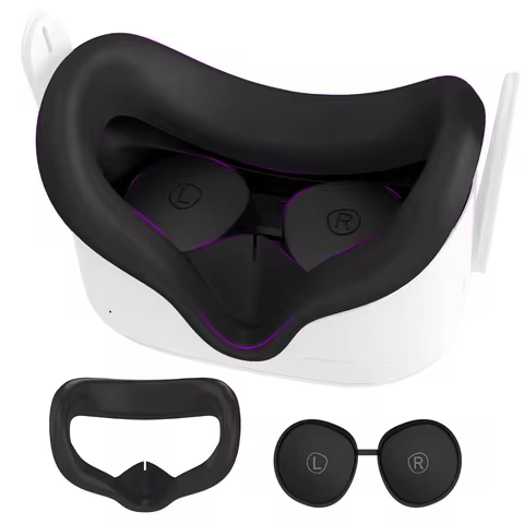 Face Pad Cover for Oculus Quest 2 with Lens Covers Protectors Washable VR Silicone Covers for Meta Q