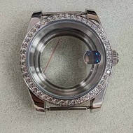 36MM Watch Case PVD Steel Electroplated Stone Bezel Case Transparent Sapphire Glass for NH35/NH36 Mo