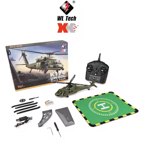 Xk K170 Uh-60l Black Hawk Rc Helicopter Wl Tech 4ch Brushless Motor Military Scale Outdoor Remote Co