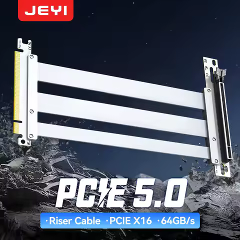 JEYI PCIe 5.0 X16 Riser Cable - 90° GPU Extension for RTX 5090/4090 & RX 7900 XTX, Mining Rig, WRX80