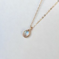月光石吊墜 六月生辰石藍色月光石吊墜14KGF項鍊 天然石項鏈