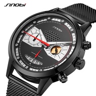 SINOBI Creative Design Men's Watches 42mm Owl Sports Chronograph Quartz Clock Stainless Steel Waterproof Luminous Wristatches SYUE