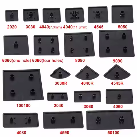 10PCS Black Nylon Aluminum Profile End Cap Cover Plate for 2020/2040/3030/4040/4080/4545/5050/6060/1