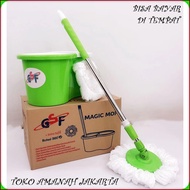 Alat Pel Pembersih Lantai GSF Magic Mop / Alat Pel Putar Otomatis Peras Bonus refil