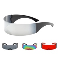 Futuristic Cyclops Rimless Sunglasses, Cyber Punk Mono Block Lens Sun Glasses For Men Women, Fashion