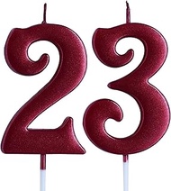 Red 23rd Birthday Candle, Number 23 Years Old Candles Cake Topper, Boy Or Girl Party Decorations, Su