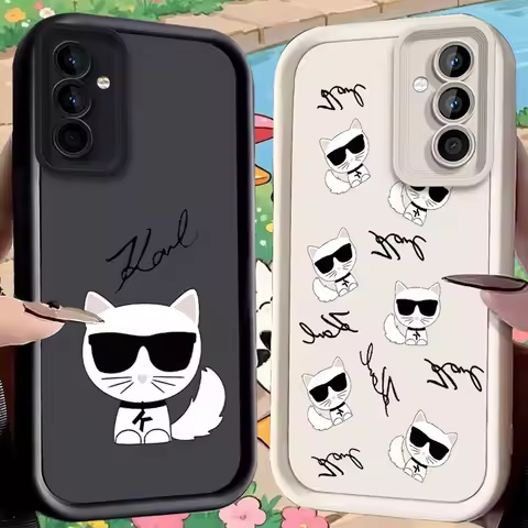 Little White Cat Case for Samsung Galaxy S25 Ultra Plus S24 S23 S22 S21 S20 FE A73 A72 A71 A56 A55 A