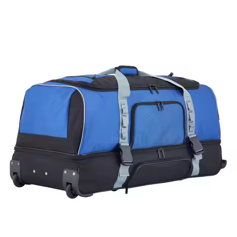 36 in Jumbo Drop-Bottom Rolling Travel Duffel Bag for Travel Blue and Black