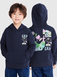 男童裝|Gap x JEREMY VILLE聯名 Logo印花刷毛帽T-海軍藍