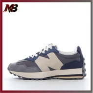 Men Women New Style Balance 327 Retro Pigskin Fabric Low-Top Casual Ruing Shoes Gray Navy Blue MS327