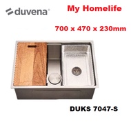 DUVENA DUKS 7047-S UNDERMOUNT MULTIPURPOSE KITCHEN SINK  C/W CHOPBOARD & TRAY SUS304 STAINLESS STEEL