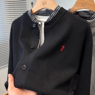 Fake Two-Piece Knitted Cardigan Stitching Korean Cardigan Sweater Youth Knitted Sweater Shirt Collar