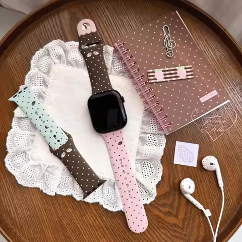 Kelulu Original Polka Dot Wing Print Silicone Apple Watch Band Compatible For Apple Watch Series 10