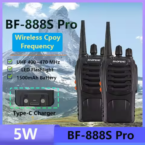 Baofeng BF-888S Pro Walkie Talkie Type-C Charging Frequency Copy Two Way Radio UHF 400-470MHz 16CH H