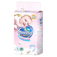 More Pure 50pcs Baby Lampin Pakai Buang Baby Diaper Pants Tape Premium Baby Diaper M-XXL