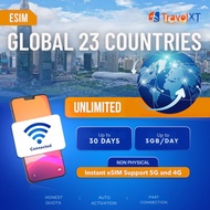 TravelXT eSIM – 23 Countries Unlimited 10–30 Days (2–3GB/Day) | Fast 4G/5G Internet Roaming | Travel