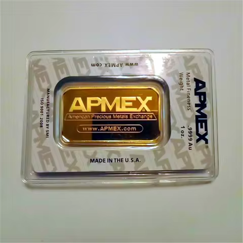 1oz APMEX Gold Bar - Tamper Evident Packaging 24k Gold Plated High Quality Replica